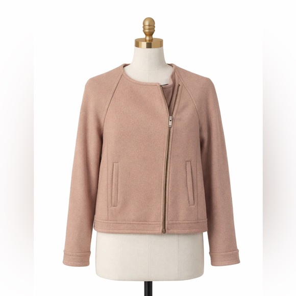 J. Crew Jackets & Blazers - J.Crew Double-cloth motorcycle jacket BEIGE STONE SZ 2​